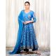 Blue Gathered Anarkali Set with Hand Embroidery